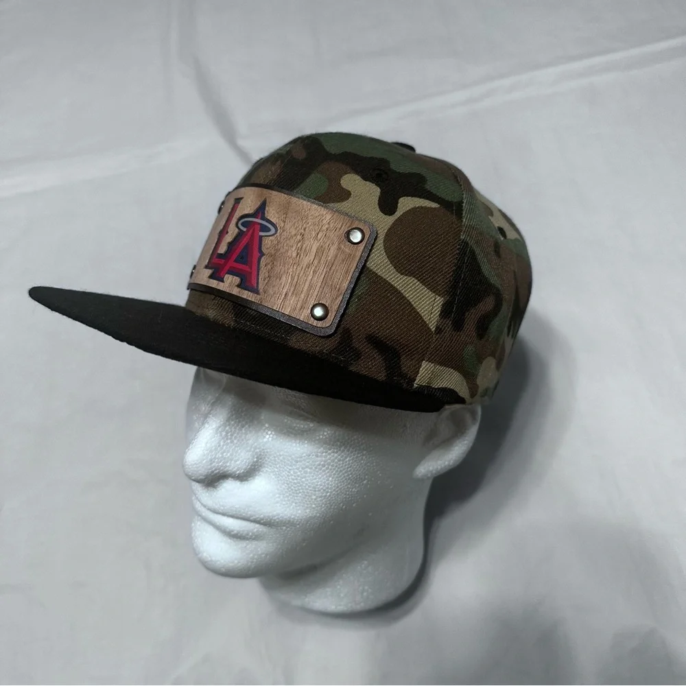 Men Snapback Hat Classic Hip Hop Style Flat Brim LA Wooden Patch camuflaje - Picture 16 of 16